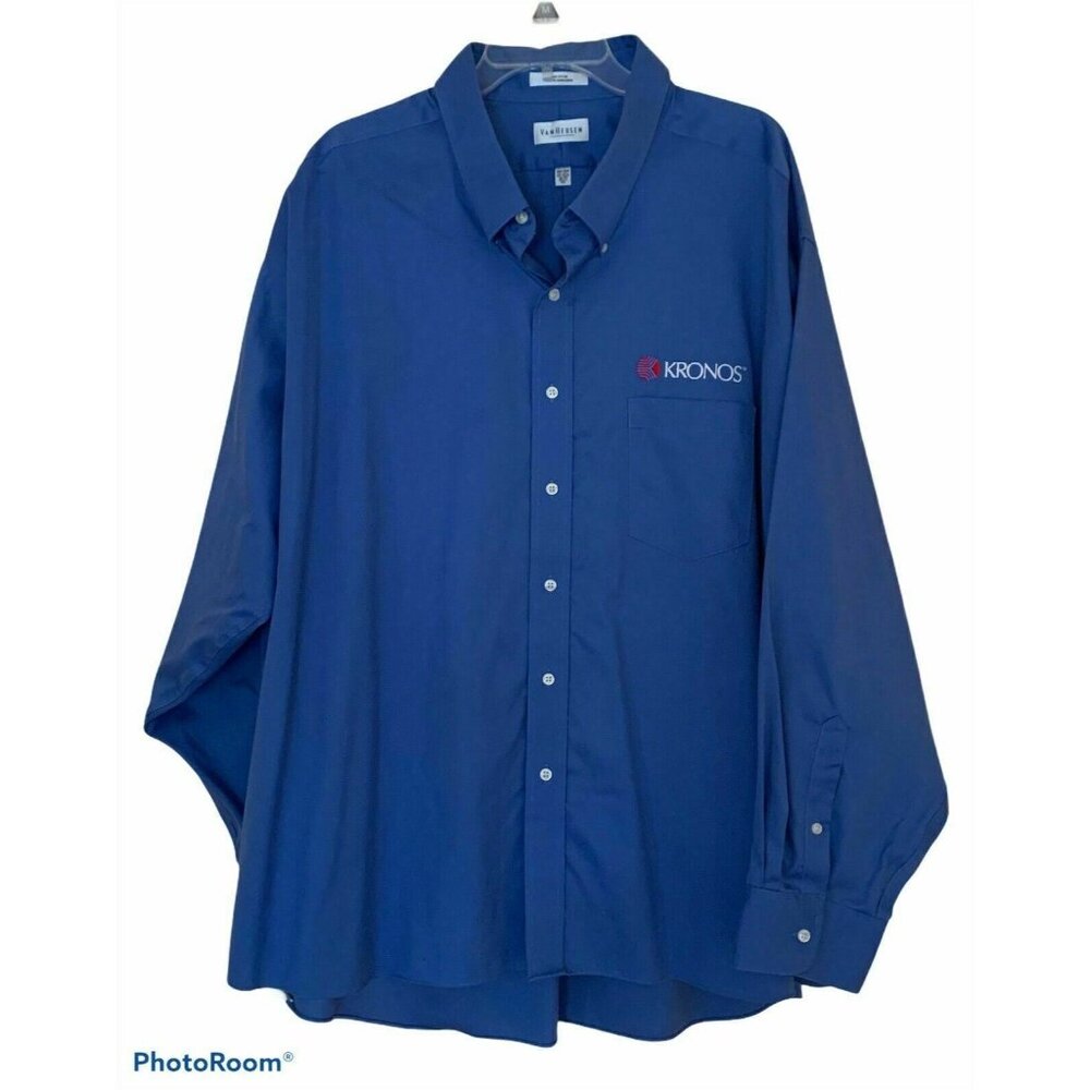 Kronos Men’s Long Sleeve Button Blue Van Heusen Shirt Size 4XL 20-20 1/2 36/37